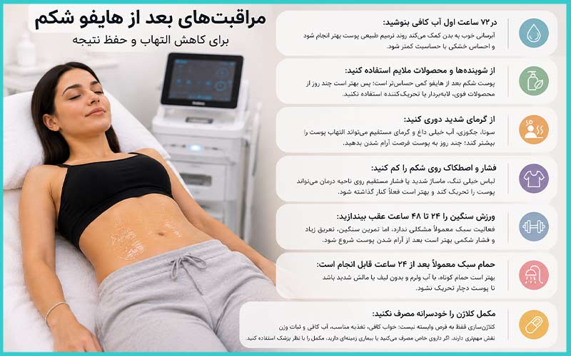 هایفو شکم در کرج|لیفت شکم بدون جراحی، با هزینهای منطقیتر 7 مراقبتهای بعد از هایفو شکم در کرج