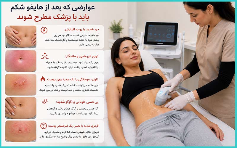هایفو شکم در کرج|لیفت شکم بدون جراحی، با هزینهای منطقیتر 6 عوارضی که بعد از هایفو شکم باید با پزشک مطرح شوند