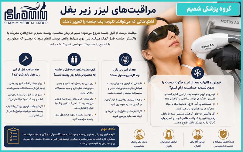 مراقبت‌های لیزر زیر بغل