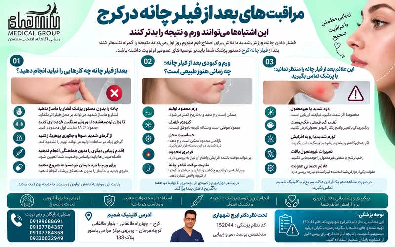 مراقبت‌های بعد از فیلر چانه کرج