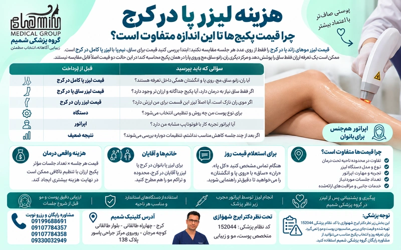 لیزر موهای زائد پا در کرج 2 هزینه لیزر پا در کرج